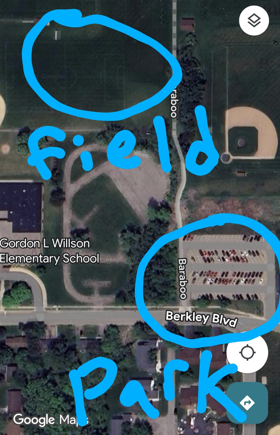 Games are played in the field north of Berkley Boulevard